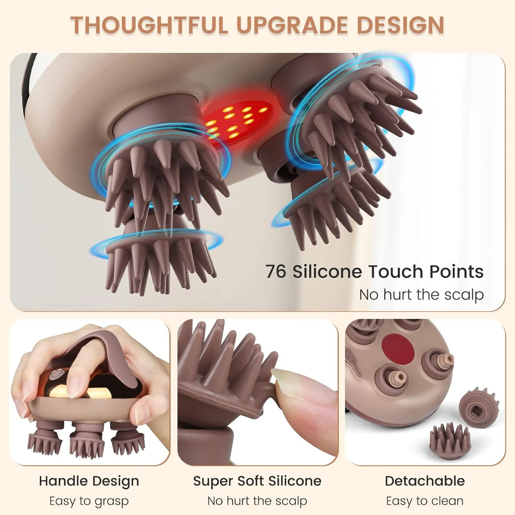 Scalp Massager - מעסה קרקפת חשמלי נטען ועמיד למים – להרפיית מתח ועיסוי ראש.